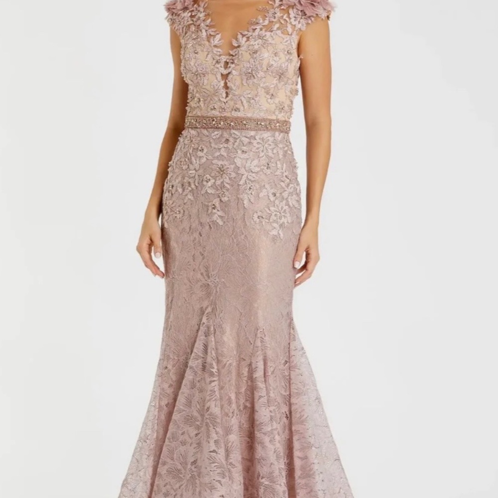 Mac Duggal - Embroidered Illusion Appliqued Bodice Trumpet Gown